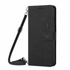 For OPPO A60 4G Skin Feel Heart Embossed Leather Phone Case with Long Lanyard(Black) - 2