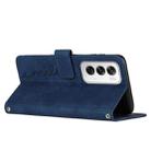 For OPPO Reno12 5G Global Skin Feel Heart Embossed Leather Phone Case with Long Lanyard(Blue) - 3