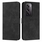 For OPPO Reno12 Pro Global Skin Feel Heart Embossed Leather Phone Case with Long Lanyard(Black) - 1