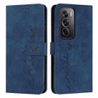 For OPPO Reno12 Pro Global Skin Feel Heart Embossed Leather Phone Case with Long Lanyard(Blue) - 1