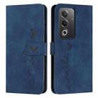 For OPPO A3 Pro Global Skin Feel Heart Embossed Leather Phone Case with Long Lanyard(Blue) - 1