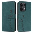 For OPPO Reno13 Pro Global Skin Feel Heart Embossed Leather Phone Case with Long Lanyard(Green) - 1