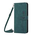 For OPPO Reno13 Pro Global Skin Feel Heart Embossed Leather Phone Case with Long Lanyard(Green) - 2