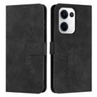 For OPPO Reno13 5G Global Skin Feel Heart Embossed Leather Phone Case with Long Lanyard(Black) - 1