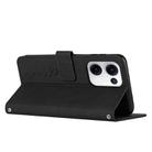 For OPPO Reno13 5G Global Skin Feel Heart Embossed Leather Phone Case with Long Lanyard(Black) - 3