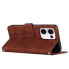 For OPPO Reno13 5G Global Skin Feel Heart Embossed Leather Phone Case with Long Lanyard(Brown) - 3