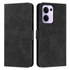 For OPPO Reno13 F 5G / 4G Skin Feel Heart Embossed Leather Phone Case with Long Lanyard(Black) - 1