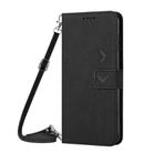 For OPPO Reno13 F 5G / 4G Skin Feel Heart Embossed Leather Phone Case with Long Lanyard(Black) - 2