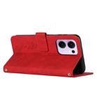 For OPPO Reno13 F 5G / 4G Skin Feel Heart Embossed Leather Phone Case with Long Lanyard(Red) - 3