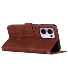 For OPPO Reno13 F 5G / 4G Skin Feel Heart Embossed Leather Phone Case with Long Lanyard(Brown) - 3