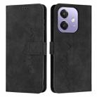 For OPPO A5x 5G Global Skin Feel Heart Embossed Leather Phone Case with Long Lanyard(Black) - 1