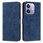 For OPPO A5x 5G Global Skin Feel Heart Embossed Leather Phone Case with Long Lanyard(Blue) - 1