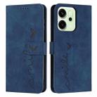 For OPPO Reno14 Global / Reno14 F 5G Skin Feel Heart Embossed Leather Phone Case with Long Lanyard(Blue) - 1