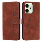 For OPPO Reno14 Global / Reno14 F 5G Skin Feel Heart Embossed Leather Phone Case with Long Lanyard(Brown) - 1
