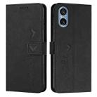 For Sony Xperia 5 V Skin Feel Heart Embossed Leather Phone Case with Long Lanyard(Black) - 1