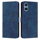 For Sony Xperia 5 V Skin Feel Heart Embossed Leather Phone Case with Long Lanyard(Blue) - 1