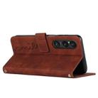 For Sony Xperia 1 VI Skin Feel Heart Embossed Leather Phone Case with Long Lanyard(Brown) - 3