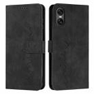 For Sony Xperia 10 VI Skin Feel Heart Embossed Leather Phone Case with Long Lanyard(Black) - 1