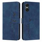 For Sony Xperia 10 VI Skin Feel Heart Embossed Leather Phone Case with Long Lanyard(Blue) - 1
