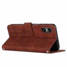 For Sony Xperia 10 VI Skin Feel Heart Embossed Leather Phone Case with Long Lanyard(Brown) - 3