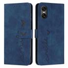 For Sony Xperia 5 VI Skin Feel Heart Embossed Leather Phone Case with Long Lanyard(Blue) - 1