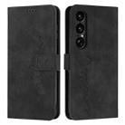 For Sony Xperia 1 VII Skin Feel Heart Embossed Leather Phone Case with Long Lanyard(Black) - 1