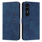For Sony Xperia 1 VII Skin Feel Heart Embossed Leather Phone Case with Long Lanyard(Blue) - 1