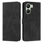 For Xiaomi Redmi 13C Skin Feel Heart Embossed Leather Phone Case with Long Lanyard(Black) - 1