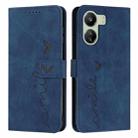 For Xiaomi Redmi 13C Skin Feel Heart Embossed Leather Phone Case with Long Lanyard(Blue) - 1