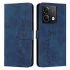 For Xiaomi Redmi Note 13 Skin Feel Heart Embossed Leather Phone Case with Long Lanyard(Blue) - 1