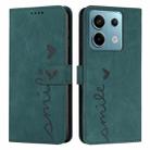 For Xiaomi Redmi Note 13 Pro Skin Feel Heart Embossed Leather Phone Case with Long Lanyard(Green) - 1