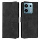 For Xiaomi Redmi Note 13 Pro Skin Feel Heart Embossed Leather Phone Case with Long Lanyard(Black) - 1