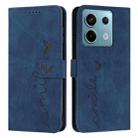 For Xiaomi Redmi Note 13 Pro Skin Feel Heart Embossed Leather Phone Case with Long Lanyard(Blue) - 1