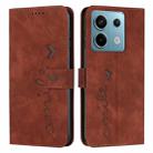 For Xiaomi Redmi Note 13 Pro Skin Feel Heart Embossed Leather Phone Case with Long Lanyard(Brown) - 1