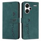 For Xiaomi Redmi Note 13 Pro+ Skin Feel Heart Embossed Leather Phone Case with Long Lanyard(Green) - 1