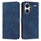 For Xiaomi Redmi Note 13 Pro+ Skin Feel Heart Embossed Leather Phone Case with Long Lanyard(Blue) - 1