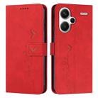 For Xiaomi Redmi Note 13 Pro+ Skin Feel Heart Embossed Leather Phone Case with Long Lanyard(Red) - 1