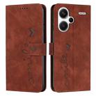 For Xiaomi Redmi Note 13 Pro+ Skin Feel Heart Embossed Leather Phone Case with Long Lanyard(Brown) - 1