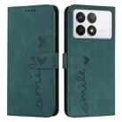 For Xiaomi Redmi K70E Skin Feel Heart Embossed Leather Phone Case with Long Lanyard(Green) - 1