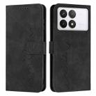 For Xiaomi Redmi K70E Skin Feel Heart Embossed Leather Phone Case with Long Lanyard(Black) - 1