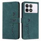 For Xiaomi Redmi K70 / K70 Pro Skin Feel Heart Embossed Leather Phone Case with Long Lanyard(Green) - 1