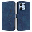 For Xiaomi Redmi Note 13 4G Global Skin Feel Heart Embossed Leather Phone Case with Long Lanyard(Blue) - 1