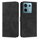 For Xiaomi Redmi Note 13 Pro 4G Global Skin Feel Heart Embossed Leather Phone Case with Long Lanyard(Black) - 1