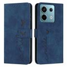 For Xiaomi Redmi Note 13 Pro 4G Global Skin Feel Heart Embossed Leather Phone Case with Long Lanyard(Blue) - 1