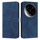 For Xiaomi 14 Ultra Skin Feel Heart Embossed Leather Phone Case with Long Lanyard(Blue) - 1