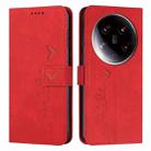 For Xiaomi 14 Ultra Skin Feel Heart Embossed Leather Phone Case with Long Lanyard(Red) - 1