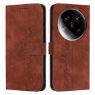 For Xiaomi 14 Ultra Skin Feel Heart Embossed Leather Phone Case with Long Lanyard(Brown) - 1