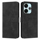 For Xiaomi Redmi 13 4G Skin Feel Heart Embossed Leather Phone Case with Long Lanyard(Black) - 1