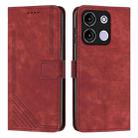 For itel A60s Skin Feel Stripe Pattern Leather Phone Case with Lanyard(Red) - 1