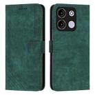 For itel A60s Skin Feel Stripe Pattern Leather Phone Case with Lanyard(Green) - 1